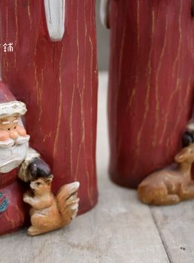 复古做旧圣诞老人烛台家居装饰