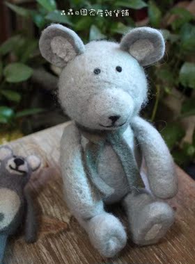 小熊毛毡美式乡村风古董工艺品