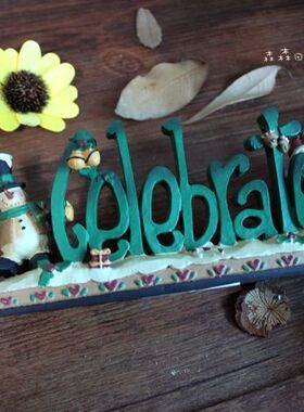 树脂美式乡村风英文庆祝装饰品