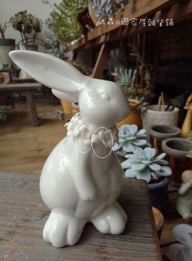 雕花可爱风小兔子拍照道具摆件