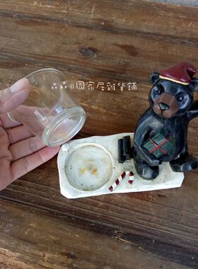 小熊复古怀旧风挥手烛台工艺品