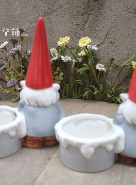 陶瓷烛台小矮人户外园艺家居装饰