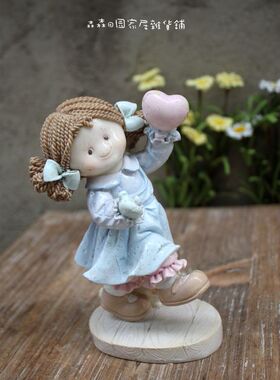 树脂做旧美式乡村风粉色古董娃娃