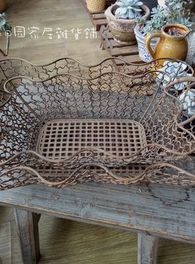 多肉植物复古做旧花篮园艺装饰品