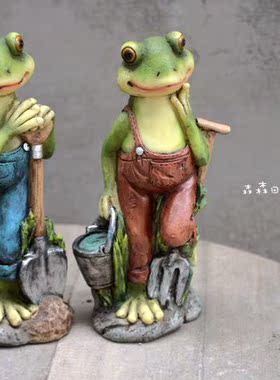 复古怀旧风青蛙样板房树脂工艺品