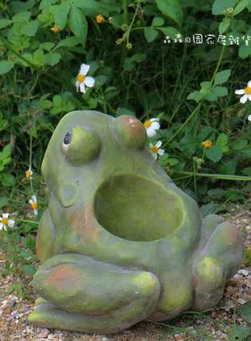 树脂复古做旧青蛙庭院园艺大摆件