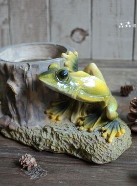 样品仿真青蛙花盆园艺家居装饰