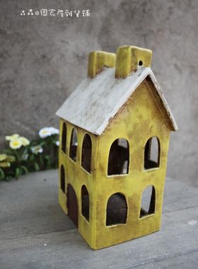 复古怀旧风小房子烛台装饰摆件