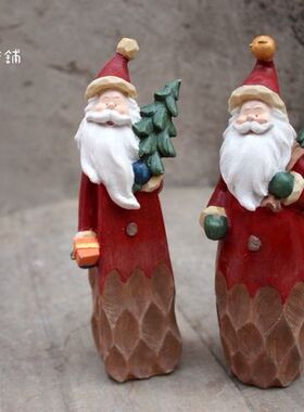 美式乡村风油画圣诞老人装饰品