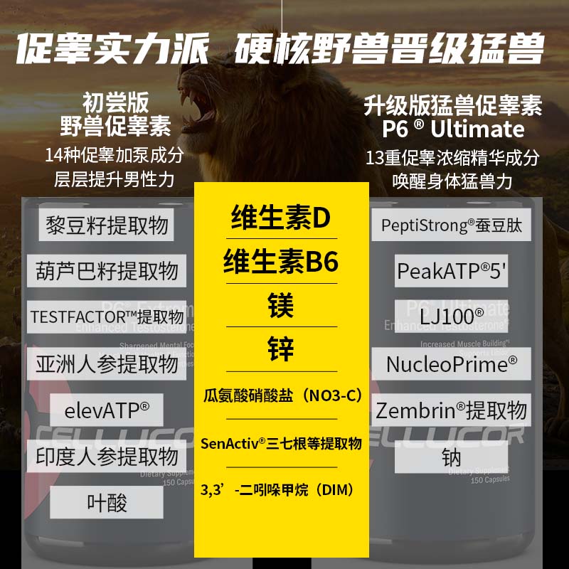 Cellucor P6增肌促睾胶囊健身提高睾酮素补睾丸酮雄性激素锌镁片 - 图1