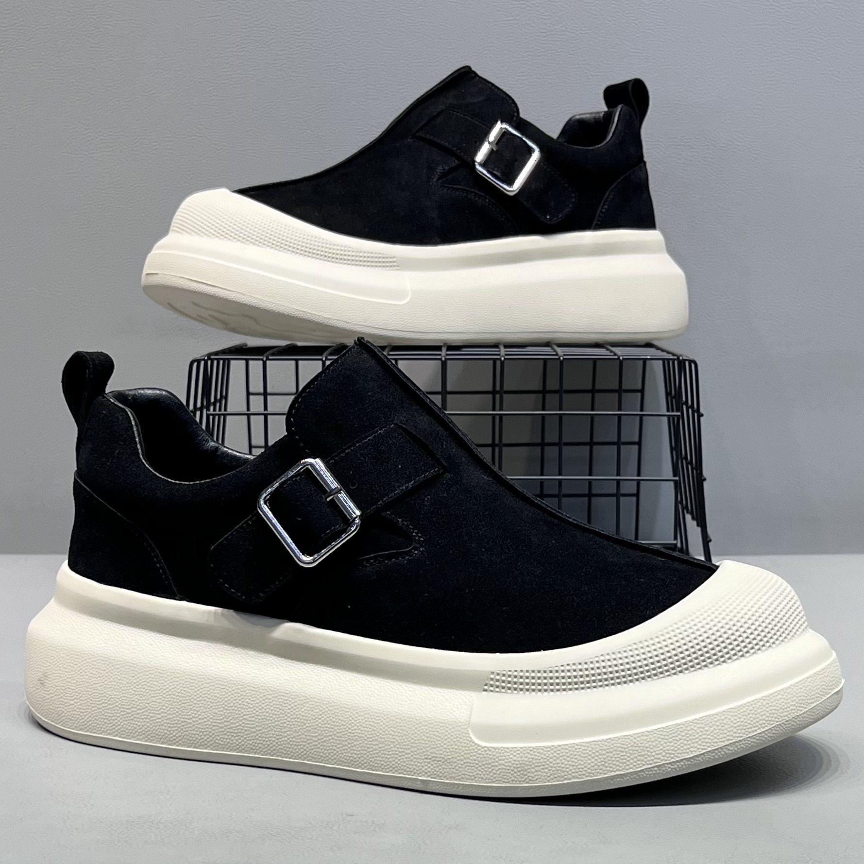 勃肯鞋男秋季新款真皮厚底增高休闲鞋一脚蹬扣带设计舒适百搭潮鞋,淘宝优惠券,粉丝福利购,淘宝优惠卷