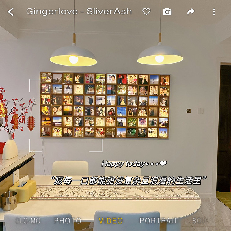 客厅洞洞板发光照片展示墙高级感装饰创意组合磁吸相框相片背景墙