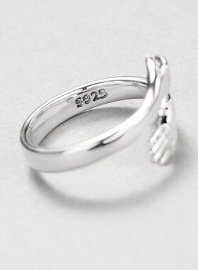 爱的拥抱戒指男女开口食指指环小众设计感百搭冷淡风对戒饰品