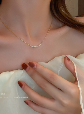 几何珍珠项链 韩国时尚简约百搭小众设计感颈链 2024新款首饰