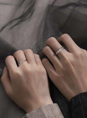 爱意交织情侣戒指男女款小众设计感高级个性冷淡风开口可调节指环