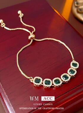 锆石方形手链轻奢冷淡风