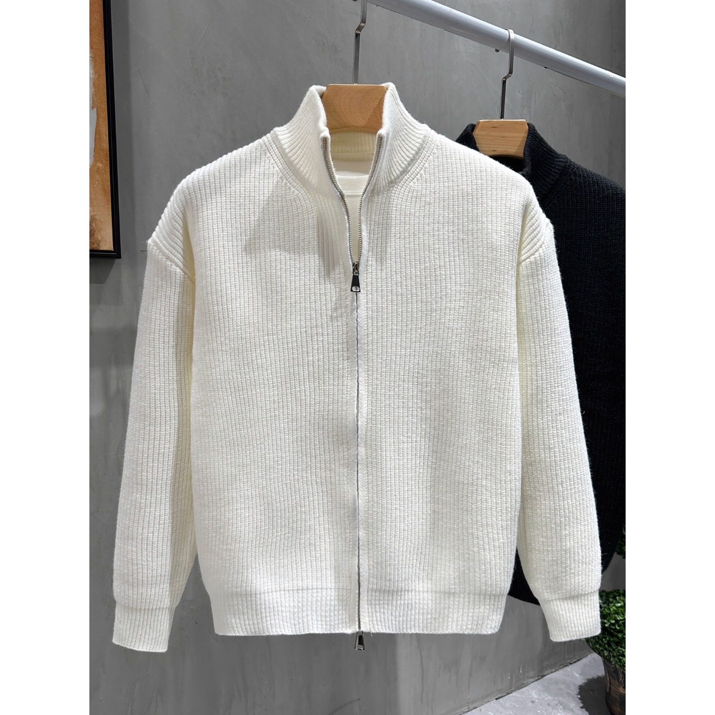 双拉链纯色开衫男针织衫春秋季经典半高领毛衣外套男修身外搭爆款,淘宝优惠券,粉丝福利购,淘宝优惠卷
