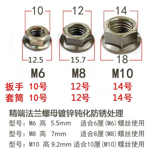 防退螺母防脱扣螺母放松螺母防松动螺母m6m8m10 8.8级碳钢镀锌防-图0