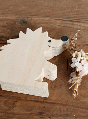 实木手工刺猬干活桌面摆件