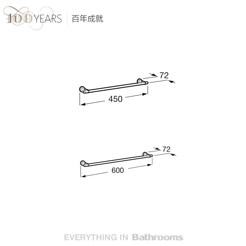 原装乐家 派瑞挂墙毛巾杆单杆45/60公分816054001 816055001镀铬 - 图0