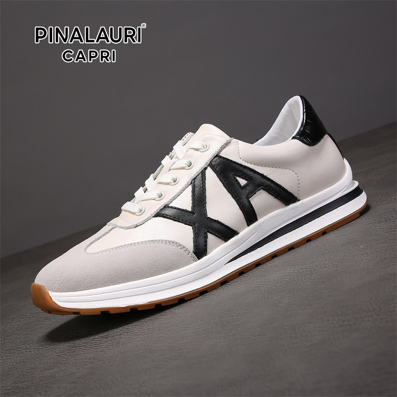 意大利PIALAURI CAPRI德训鞋男真皮休闲鞋白色百搭阿甘鞋运动板鞋,淘宝优惠券,粉丝福利购,淘宝优惠卷