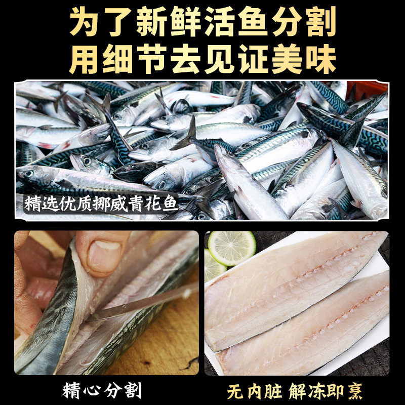青花鱼挪威新鲜大鲐鱼鲐鲅鱼片马鲛鱼鲜活鲭鱼烧烤食材青花鱼片