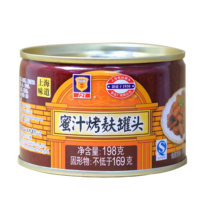 上海梅林蜜汁烤麸罐头198g*6即食下饭菜冷菜四喜烤夫面筋速食食品
