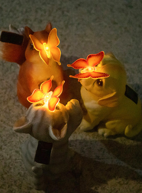 树脂太阳能灯动物庭院花园