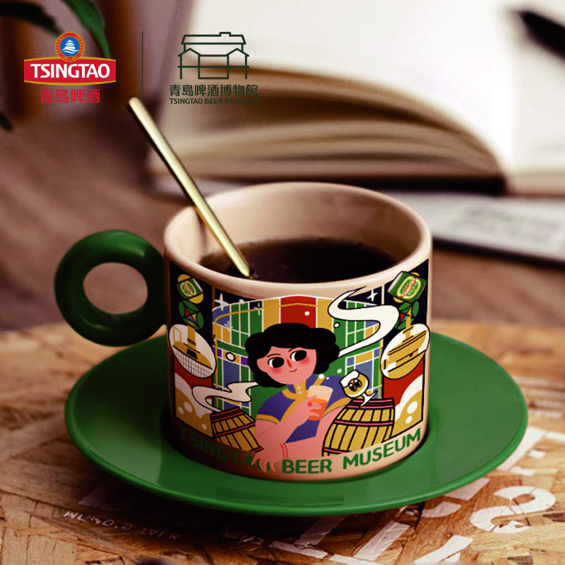 青岛啤酒博物馆醉美人指环杯碟套装 青岛啤酒官方文创,淘宝优惠券,粉丝福利购,淘宝优惠卷