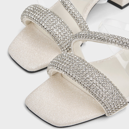 CHARLES＆KEITH26夏季新款CK1-61720263闪钻交叉条带粗跟拖鞋凉鞋 - 图2