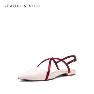 CHARLES＆KEITH2020春季新品CK1-70900178交叉带饰尖头平底单鞋女