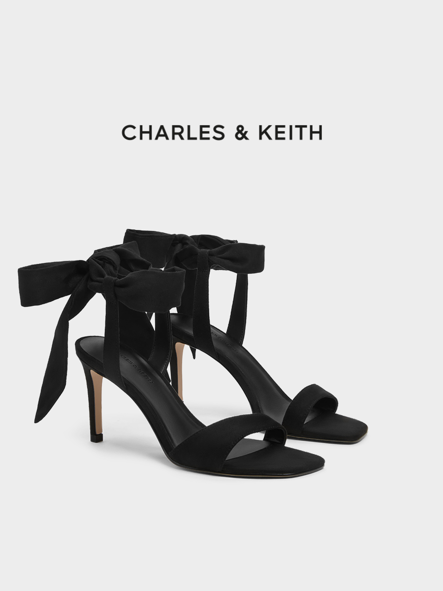 CHARLES&KEITH24春新款CK1-61720177一字带缎面蝴蝶结绑带高