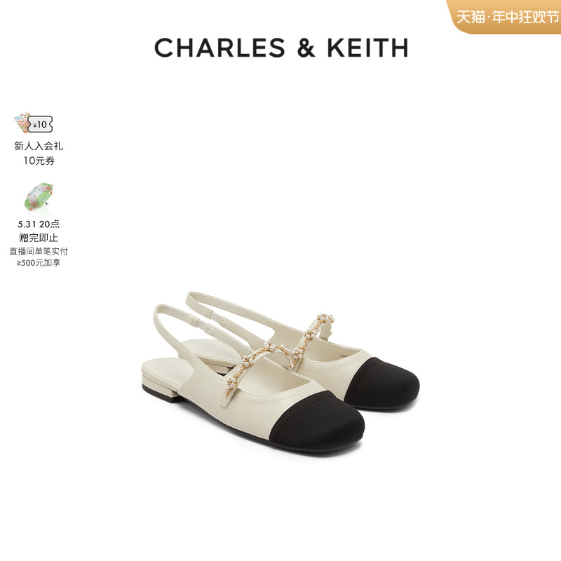 【618狂欢节】CHARLES&KEITH女鞋CK1-70900382珠链绊带小香风凉鞋 - 图0