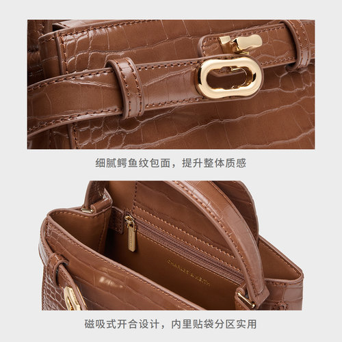 【毕业礼物】CHARLES&KEITH女包CK2-50270880-1鳄鱼纹凯莉包婚包-图3