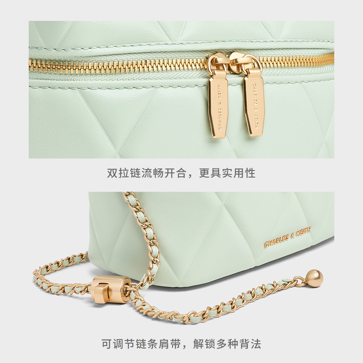 [情人节礼物]CHARLES&KEITH女包CK2-80782534菱格手提斜挎小方包,淘宝优惠券,粉丝福利购,淘宝优惠卷