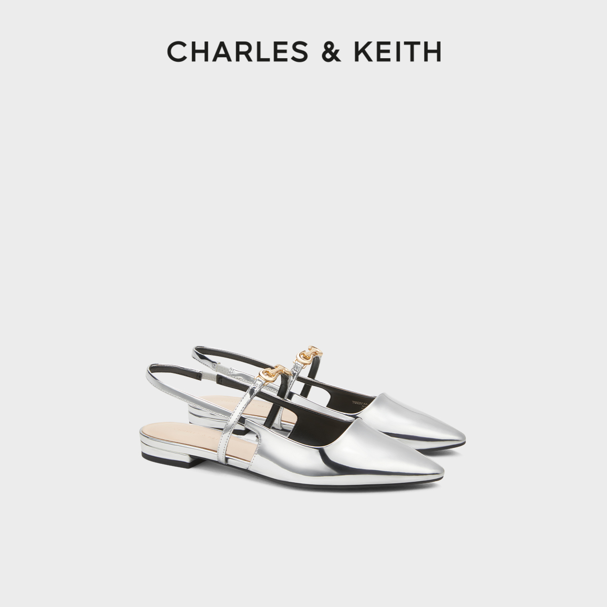 CHARLES&KEITH24夏新款CK1-70920144法式尖头平底玛丽珍包头凉鞋 - 图0