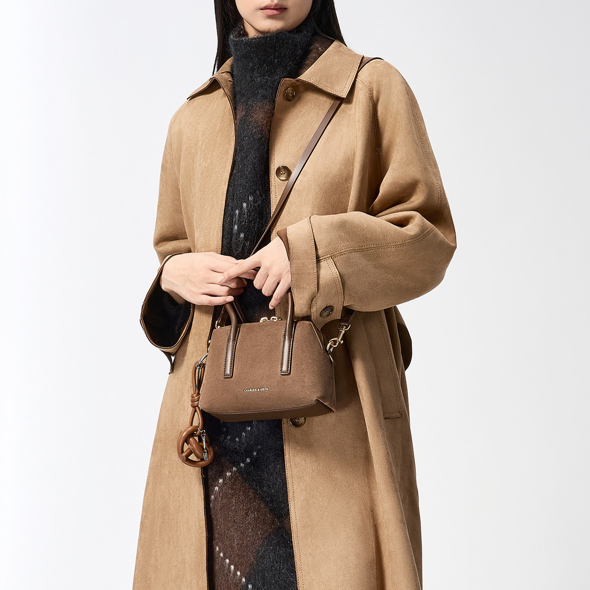 [新年礼物]CHARLES&KEITH女包CK2-30782729-1仿麂皮手提小方包女,淘宝优惠券,粉丝福利购,淘宝优惠卷