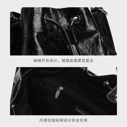 【618狂欢节】CHARLES&KEITH24新款CK2-10151393单肩水桶包双肩包-图3