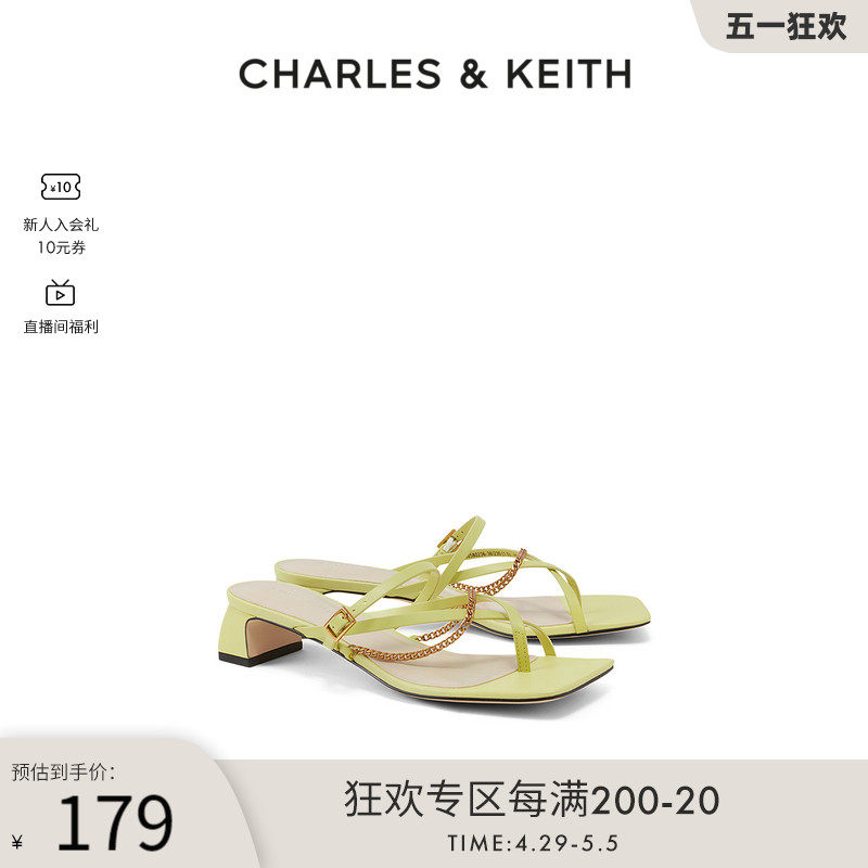 CHARLES&KEITH春夏女鞋CK1-60580236绊带方头夹趾凉拖鞋女外穿-图0