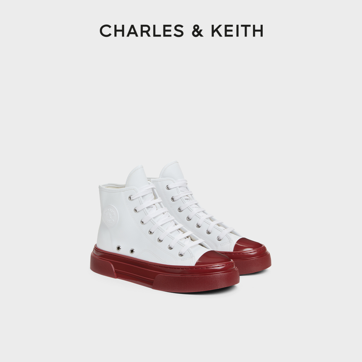 CHARLES&KEITH24春夏新款CK1-70900468-1拼色高帮休闲帆布鞋女 - 图0