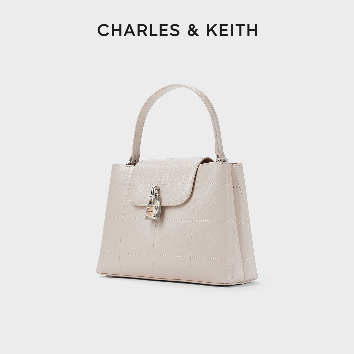 【520礼物】CHARLES&KEITH24夏新款CK2-50671607绗缝格纹凯莉包女 - 图0