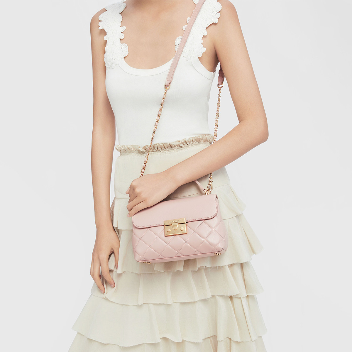 CHARLES&KEITH25秋季新款CK2-50701578气质通勤菱格手提包斜挎包,淘宝优惠券,粉丝福利购,淘宝优惠卷