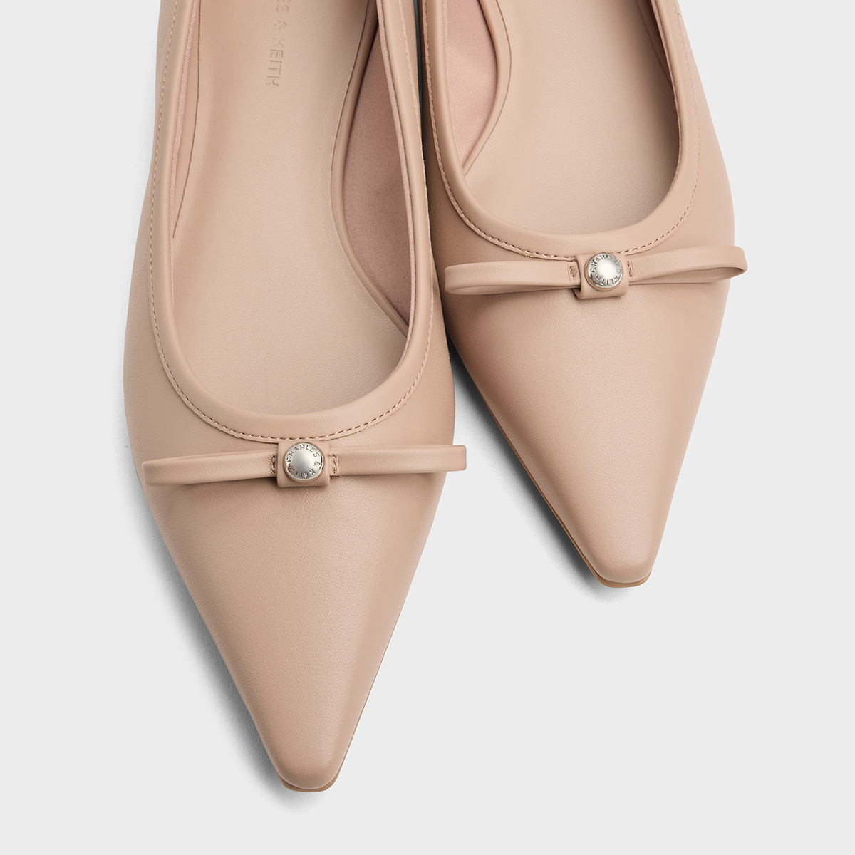CHARLES&KEITH25冬新款CK1-70381169平底尖头蝴蝶结芭蕾舞鞋单鞋 - 图3