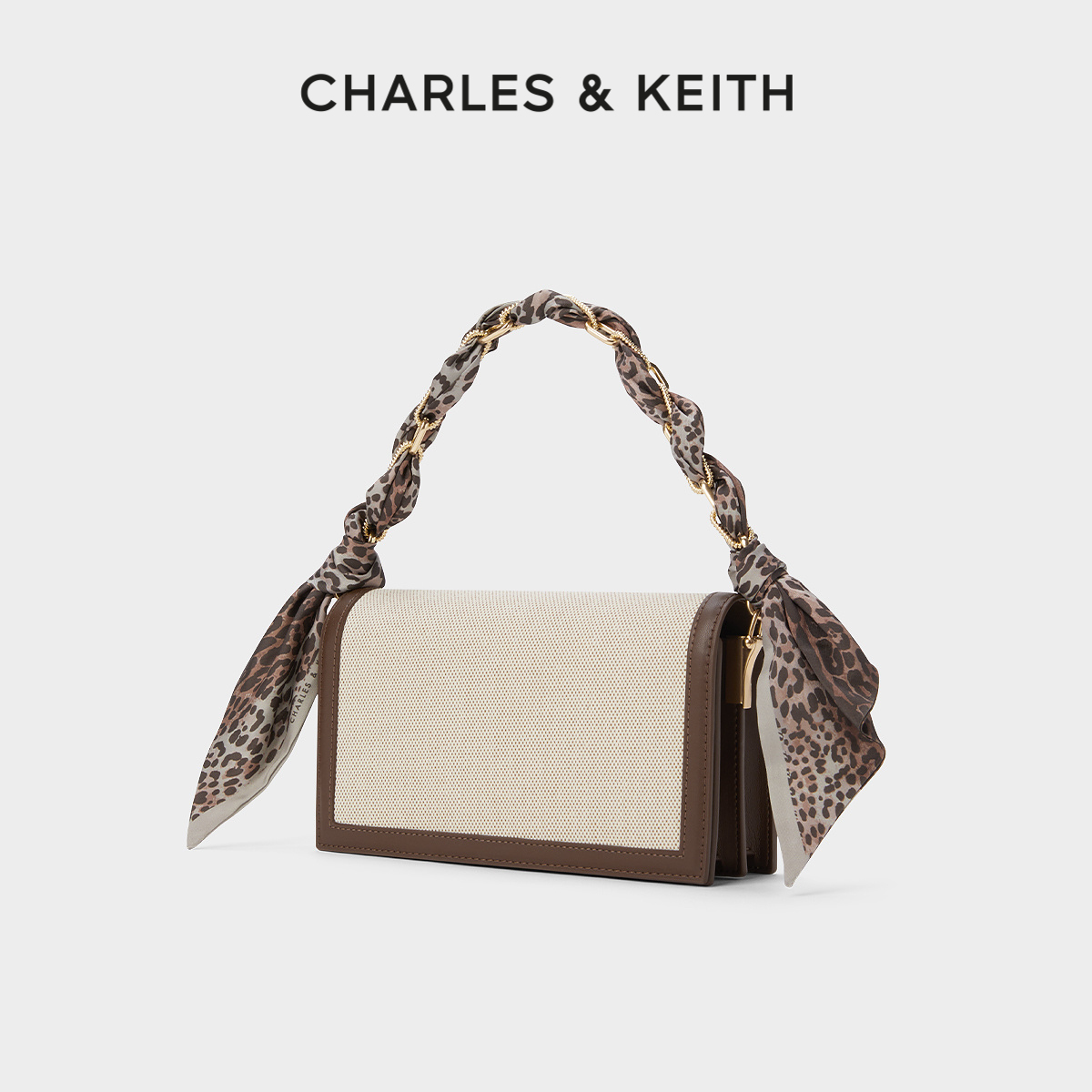 CHARLES&KEITH24春新款CK2-70770588-1拼接帆布丝带小方包斜挎包-图0