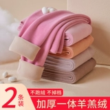 Флисовые удерживающие тепло бархатные штаны, бархатное термобелье, увеличенная толщина, высокая талия, для среднего возраста