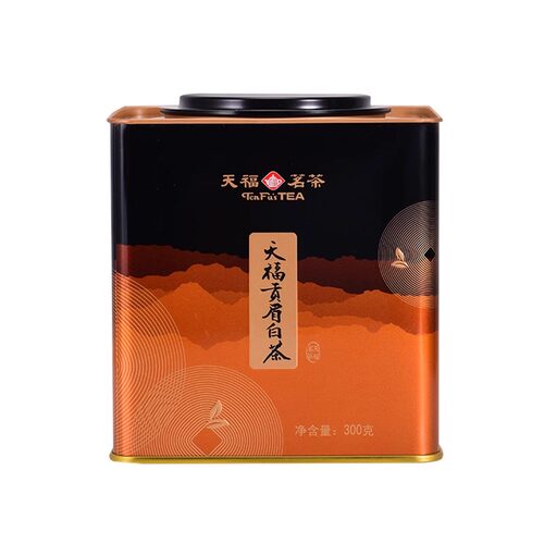 天福茗茶贡眉白茶 福鼎贡眉白茶 方形铁罐装 茶叶礼盒300g - 图3
