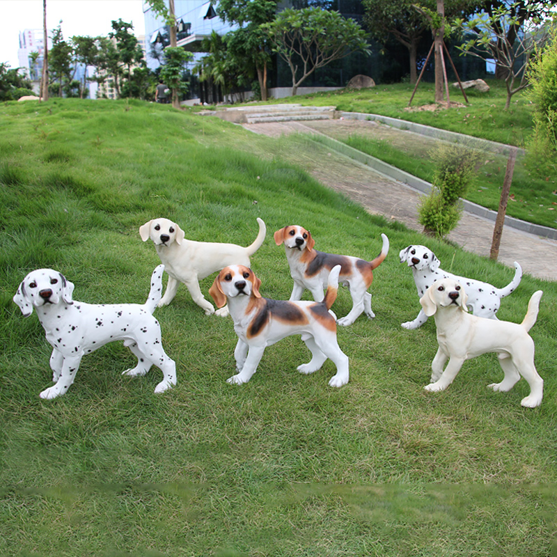 户外庭院仿真比格犬可爱斑点狗拉布拉多模型摆件树脂阳台别墅造景-图1