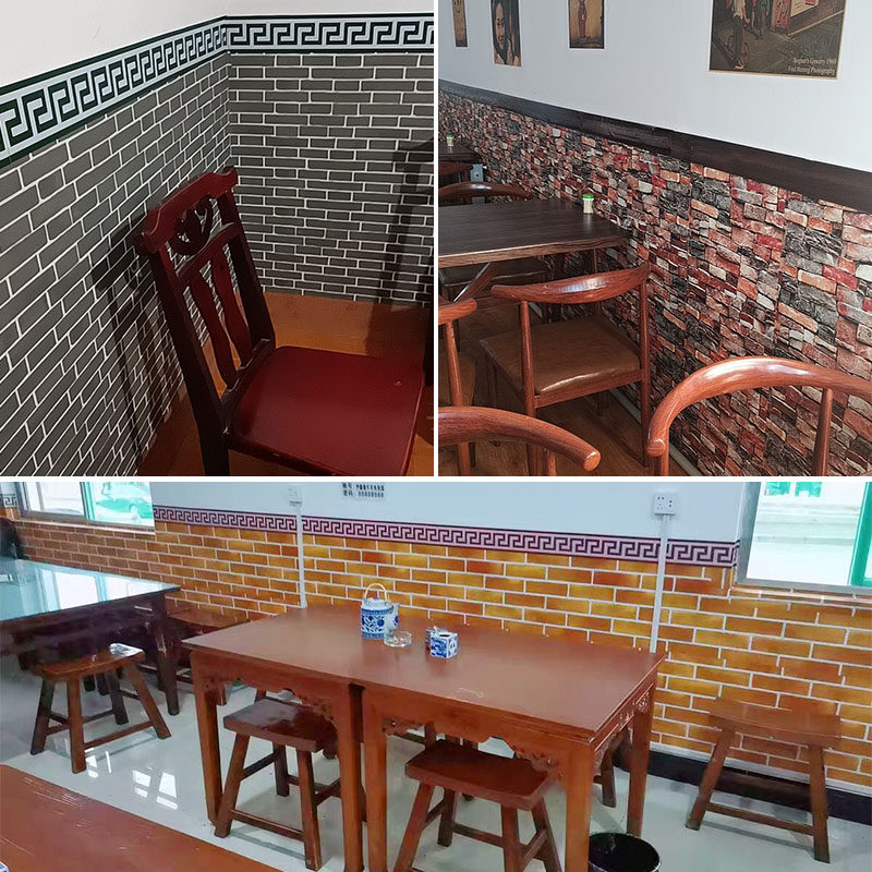 5米自粘防水桌面贴纸网红饭店墙裙理发店烧烤店墙围壁纸砖头墙纸 一纸独秀墙纸 淘优券