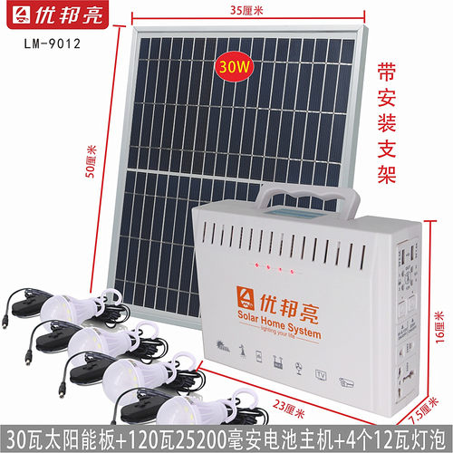 优邦亮太阳能灯发电机220V家用光伏蓄电系统庭院灯饰户外手机充电 - 图3