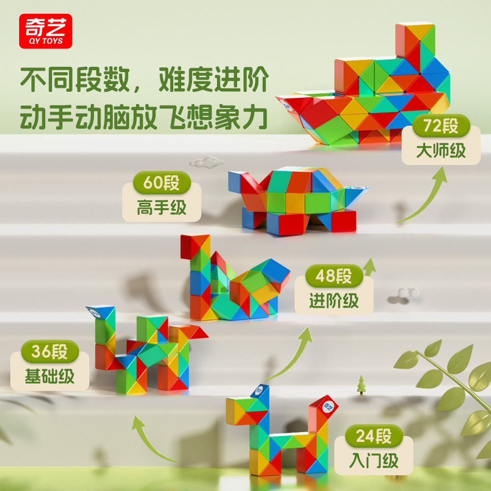 奇艺儿童百变魔尺24段幼儿园玩具36/48/60/72节益智魔方长条魔王 - 图1